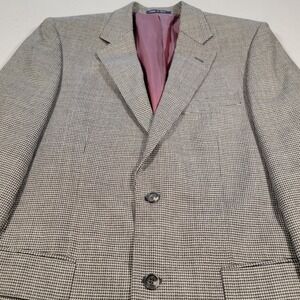 Alan Flusser Houndstooth Blazer 100% Worsted Wool Sport‎ Coat Jacket Size 40R